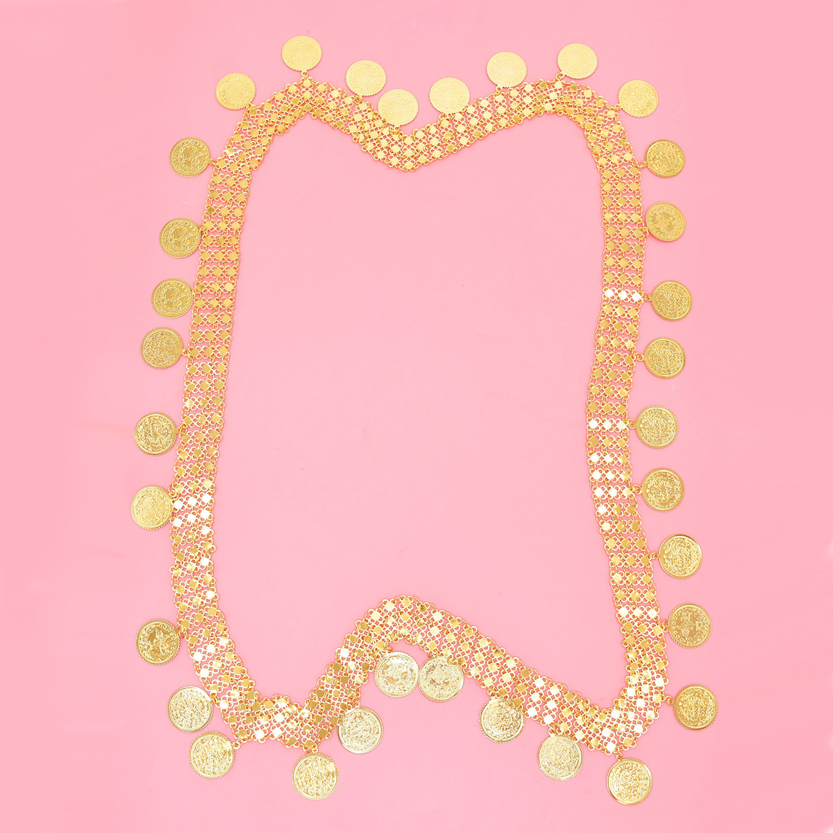 Ethnic Fashion Accessories - Gold Plated Simple Large Coins Tassel