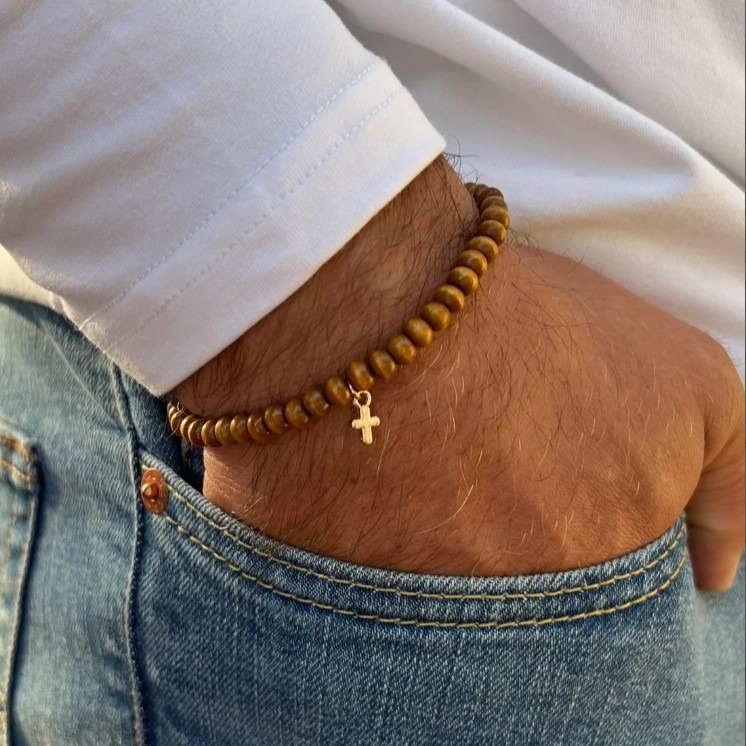 Wood Beaded Bracelet for Men,  – Fashion Ethnic Wear For Men recenzja i cena