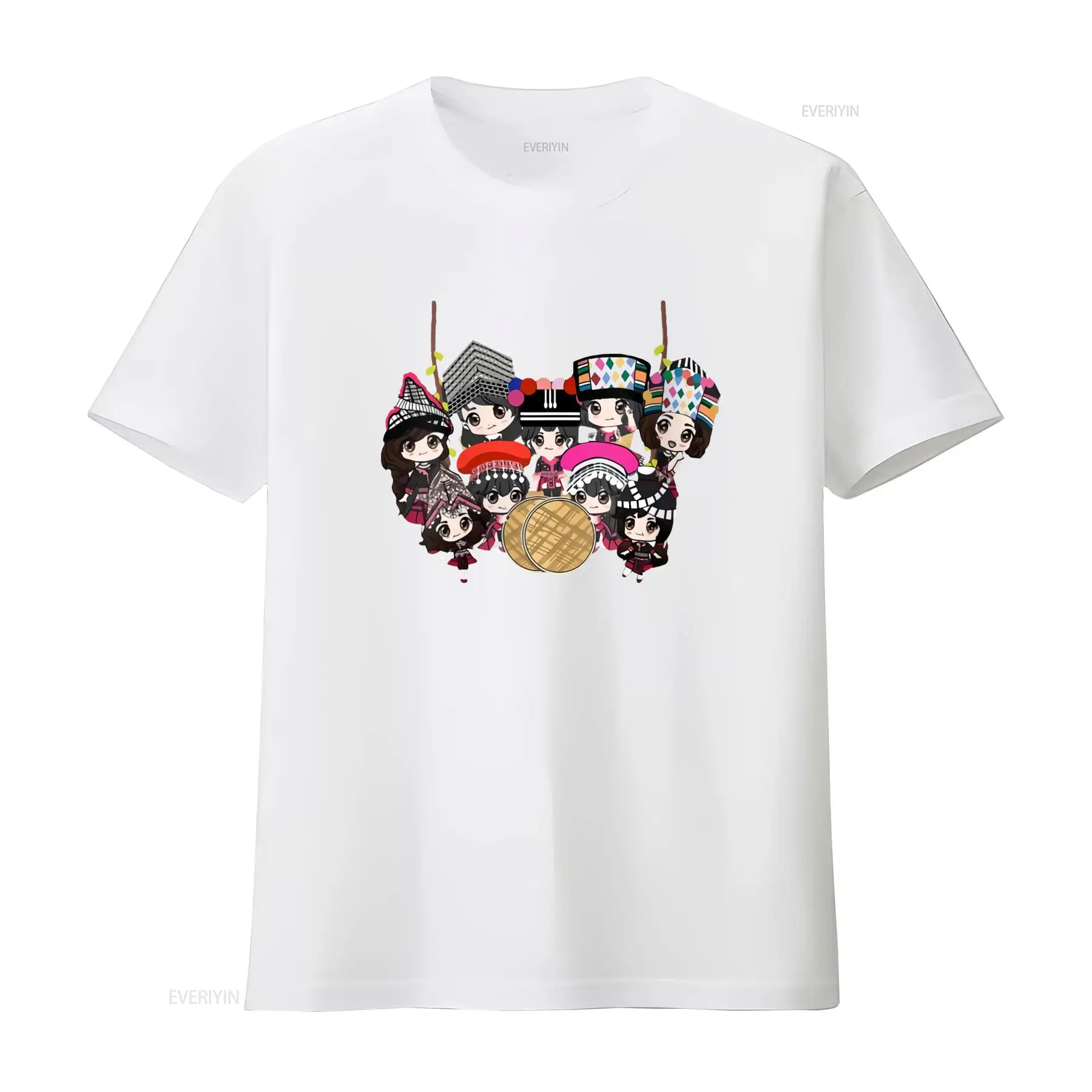 9 Hmong Girls Cartoon Print T  – Fashion Ethnic Wear For Men recenzja i cena