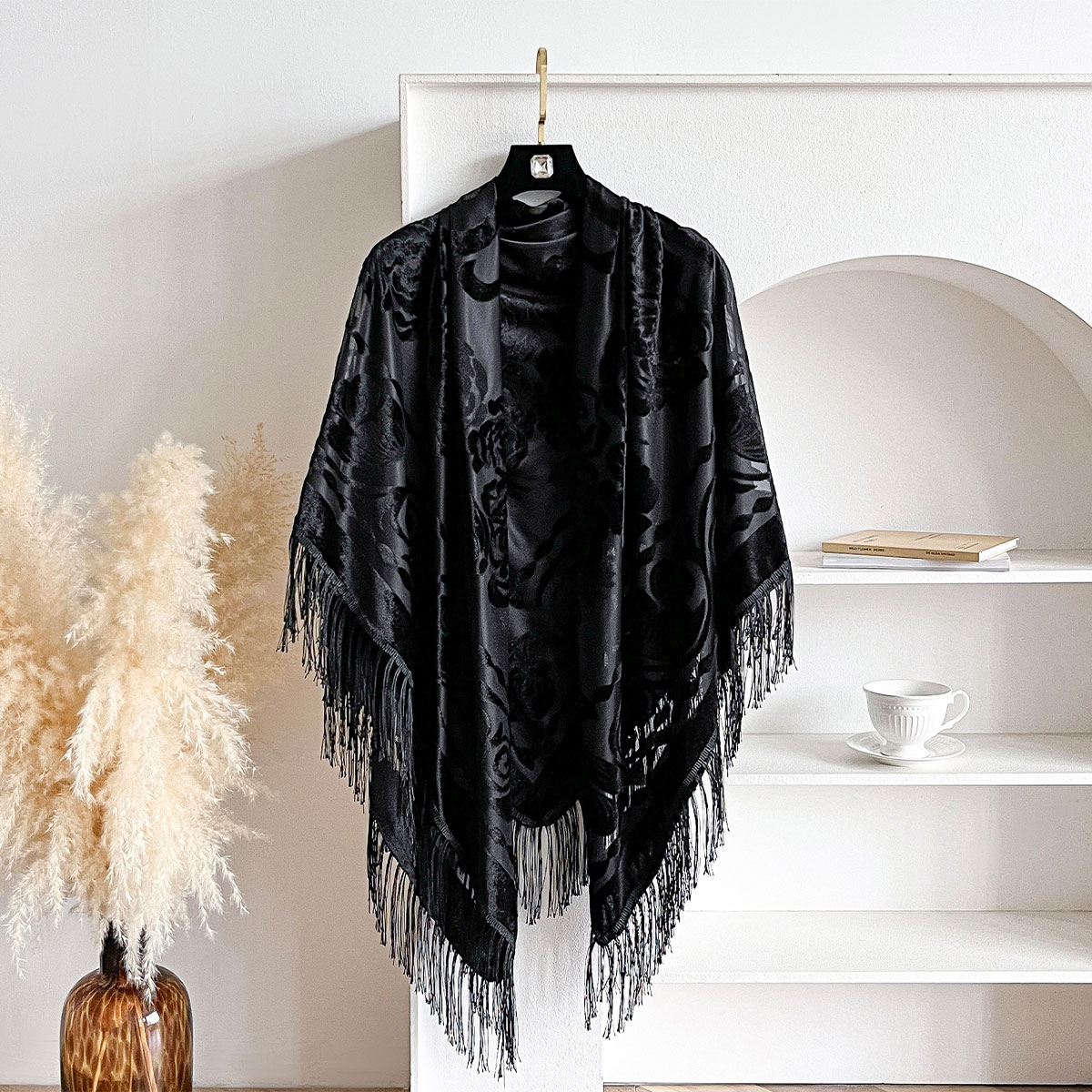 Retro Velvet Tassel Scarf Flor – Ethnic Fashion Accessories recenzja i cena