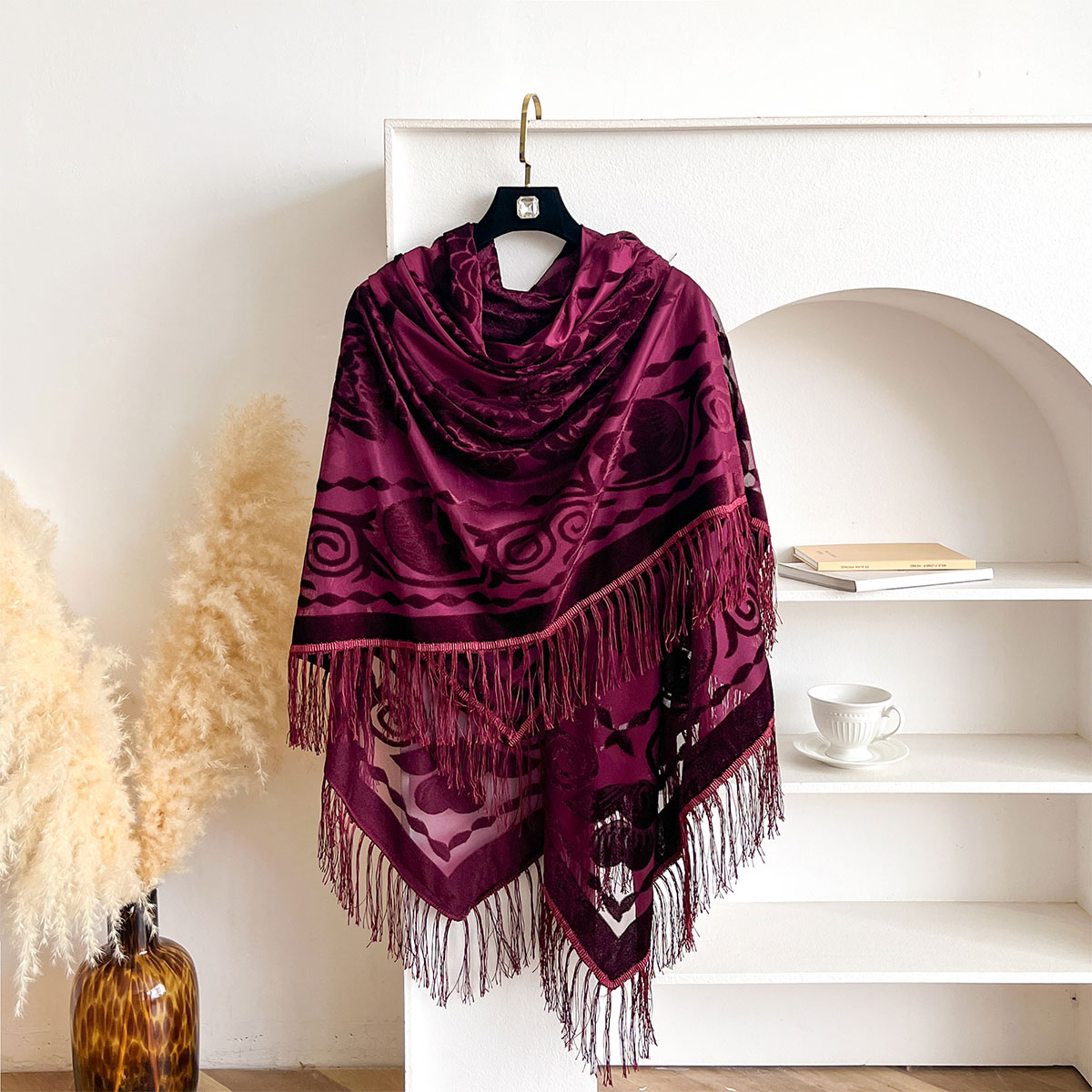 Retro Velvet Tassel Scarf Flor – Ethnic Fashion Accessories recenzja i cena