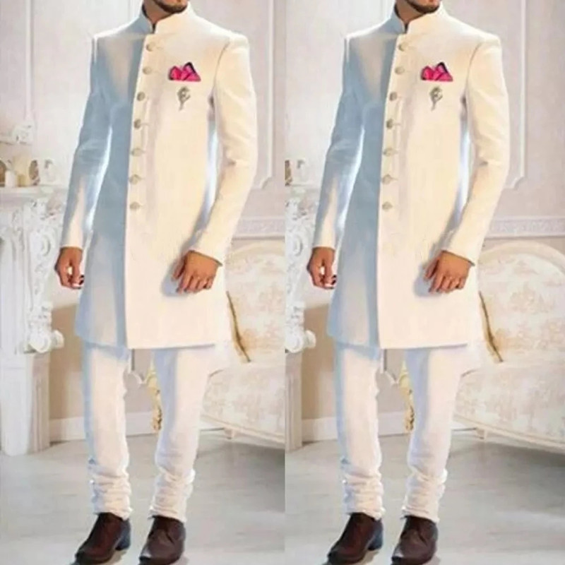Fashion Design White Stand Col – Fashion Ethnic Wear For Men recenzja i cena